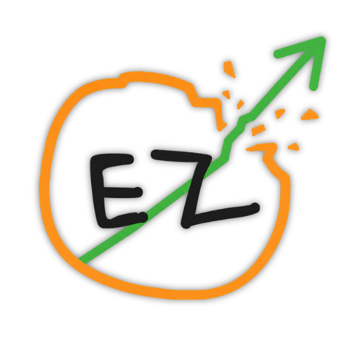 Easy Coin logo: a hand-drawn EZ with a green up-only arrow shooting out of it